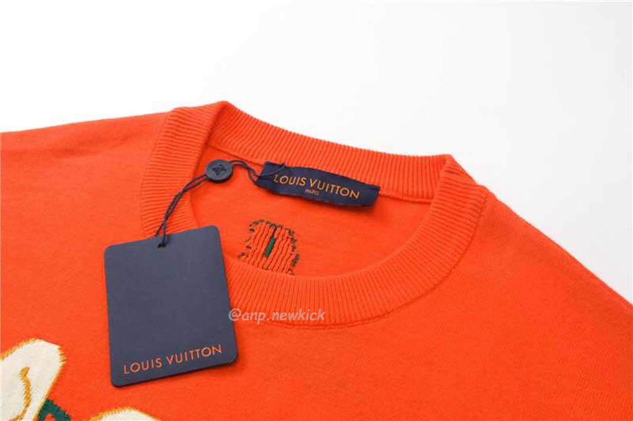 Louis Vuitton Short Sleeved Cotton Crewneck Orange Fw24 (12) - newkick.vip